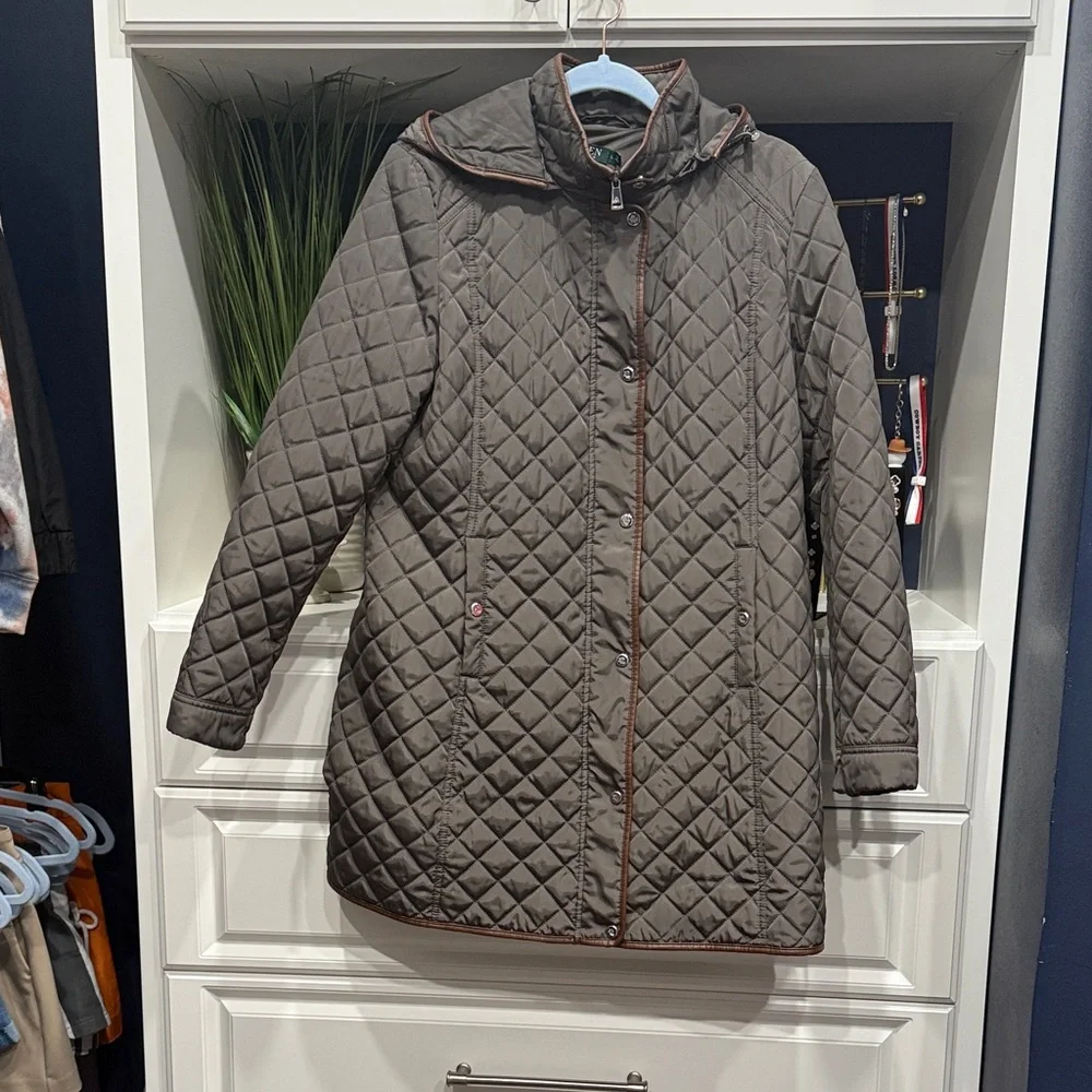 Ralph Lauren Quilted Brown Women's Puffer Coat Good Condition - Picture 1 of 16